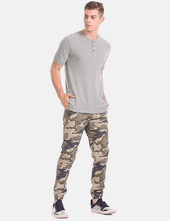 Buy Aeropostale Men Brown Camo Print Woven Cotton Stretch Joggers NNNOW