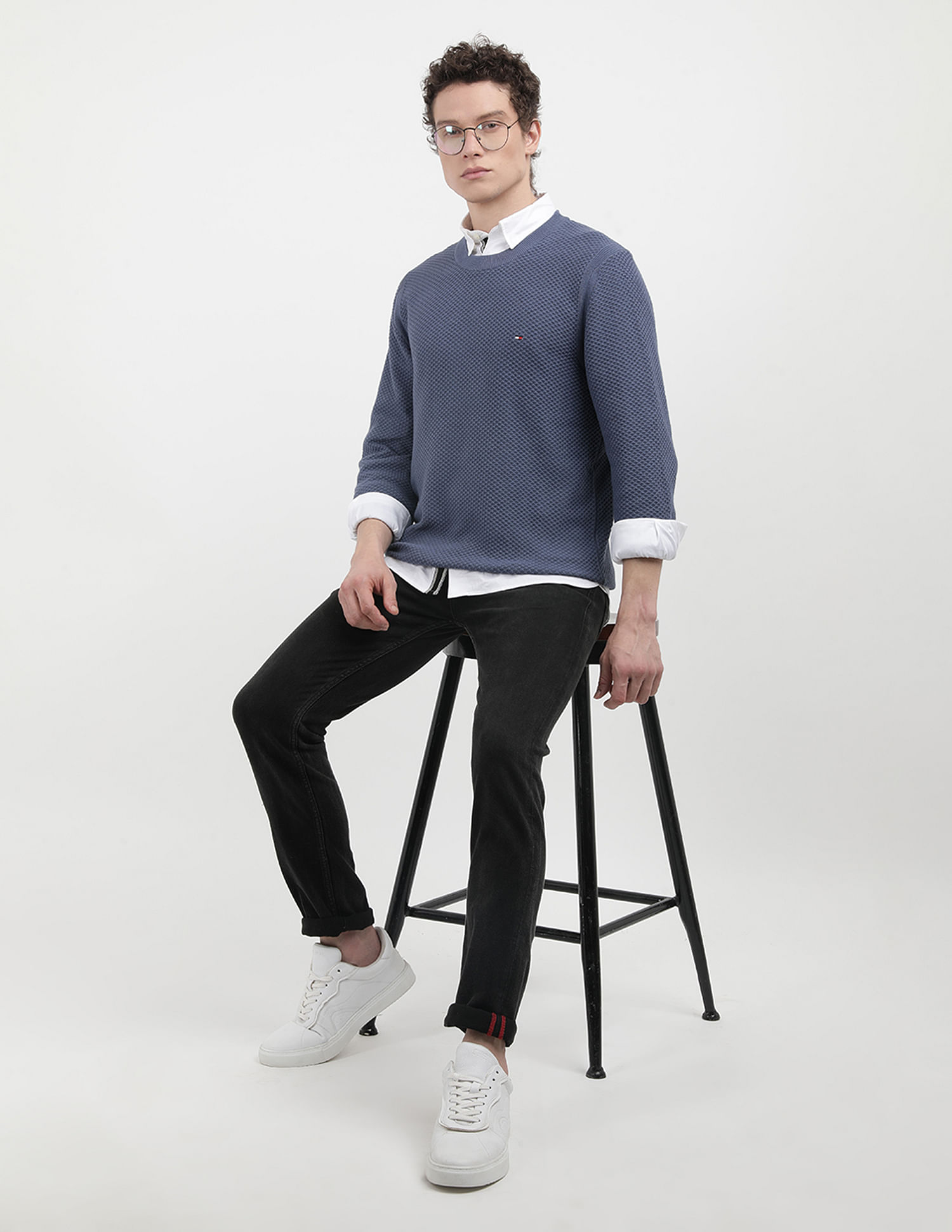 Tommy Hilfiger Oval Structure Crew Neck Sweater
