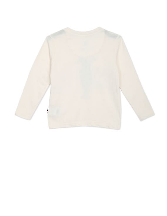 U.S. Polo Assn. Kids Boys Off White Long Sleeve Brand Print T-Shirt