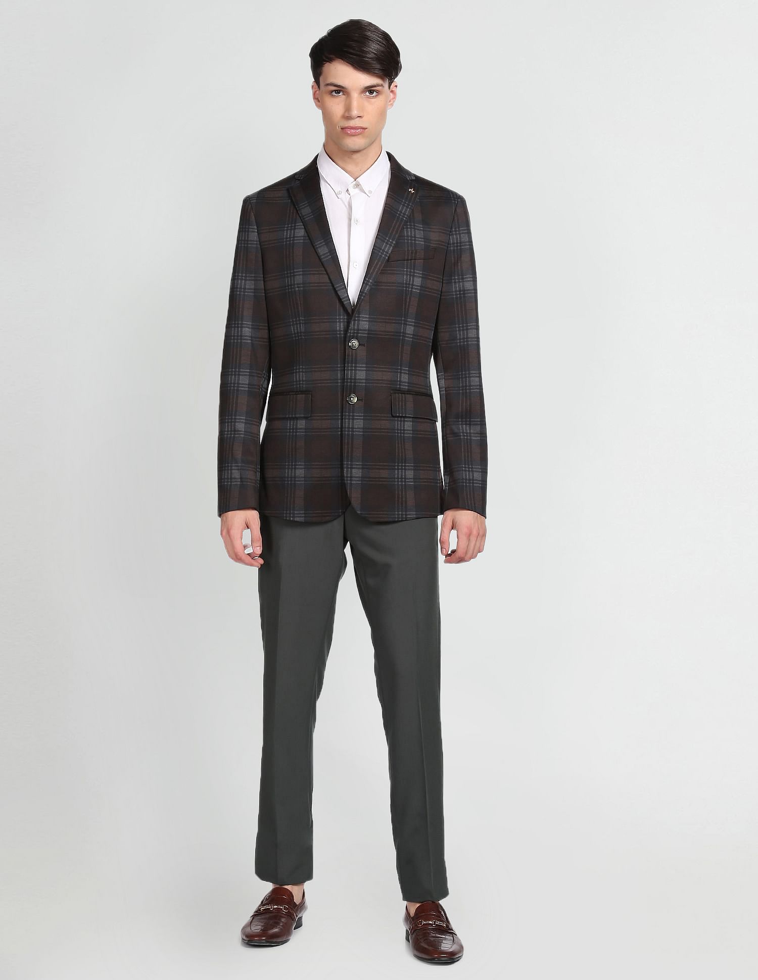 Arrow Single Breasted Check Knit Blazer