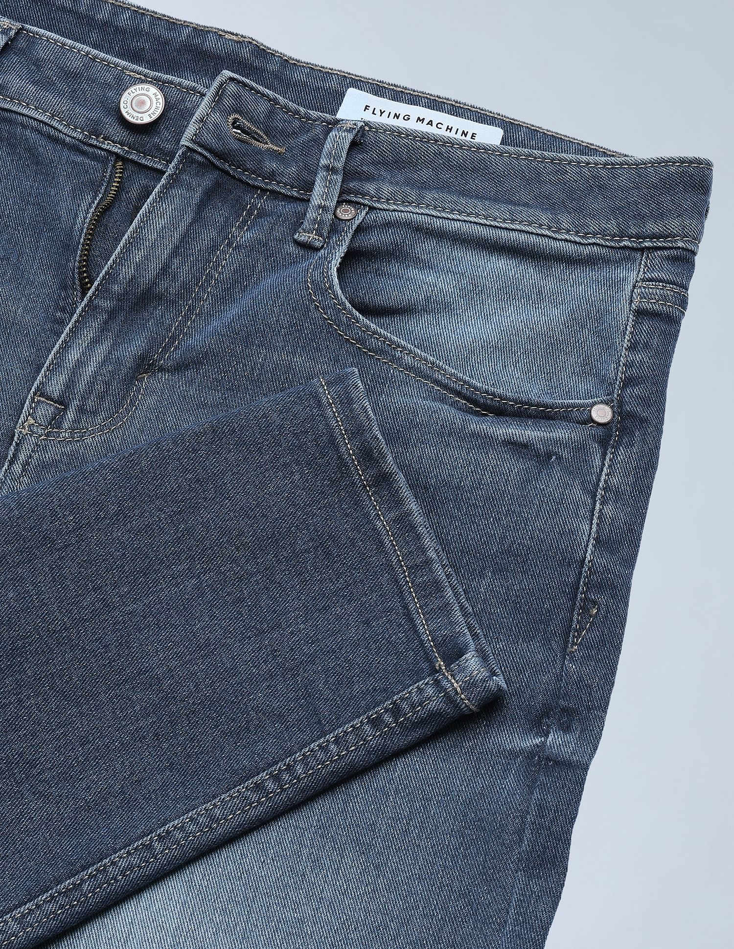 Flying Machine Mid Rise Mankle Relaxed Tapered Fit Jeans