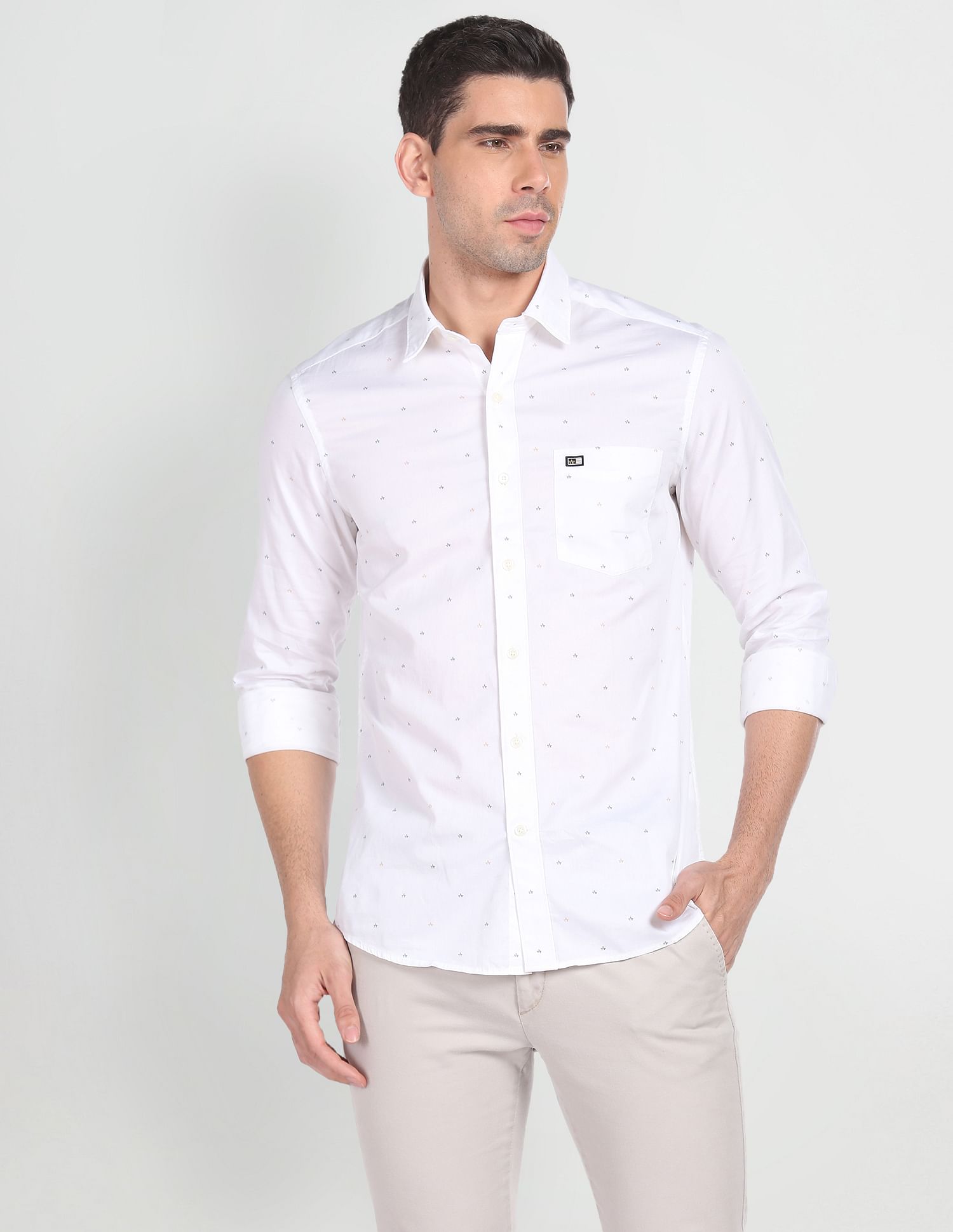Arrow Sports Brand Print Slim Fit Shirt
