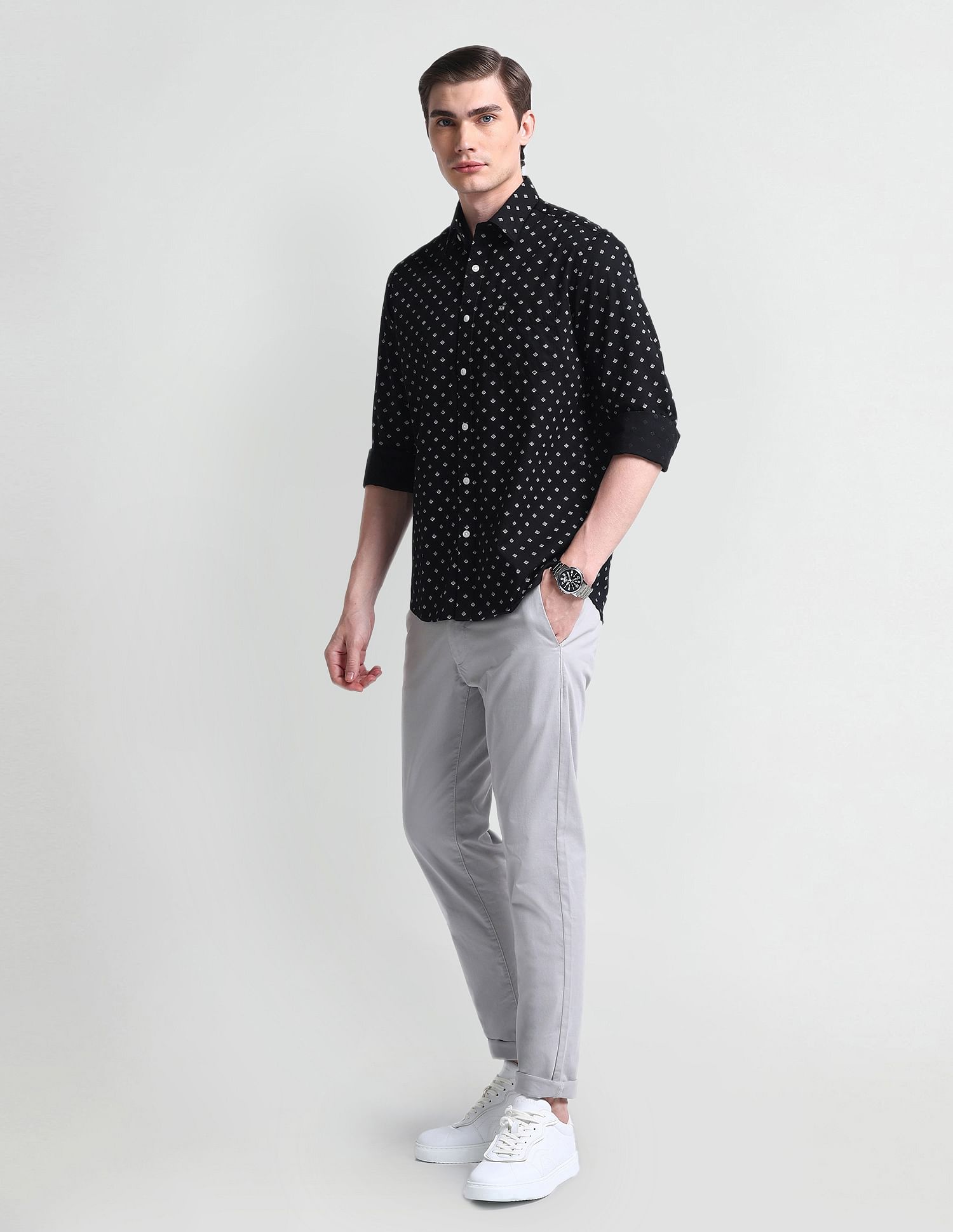 Arrow Sport Geometric Print Dobby Shirt