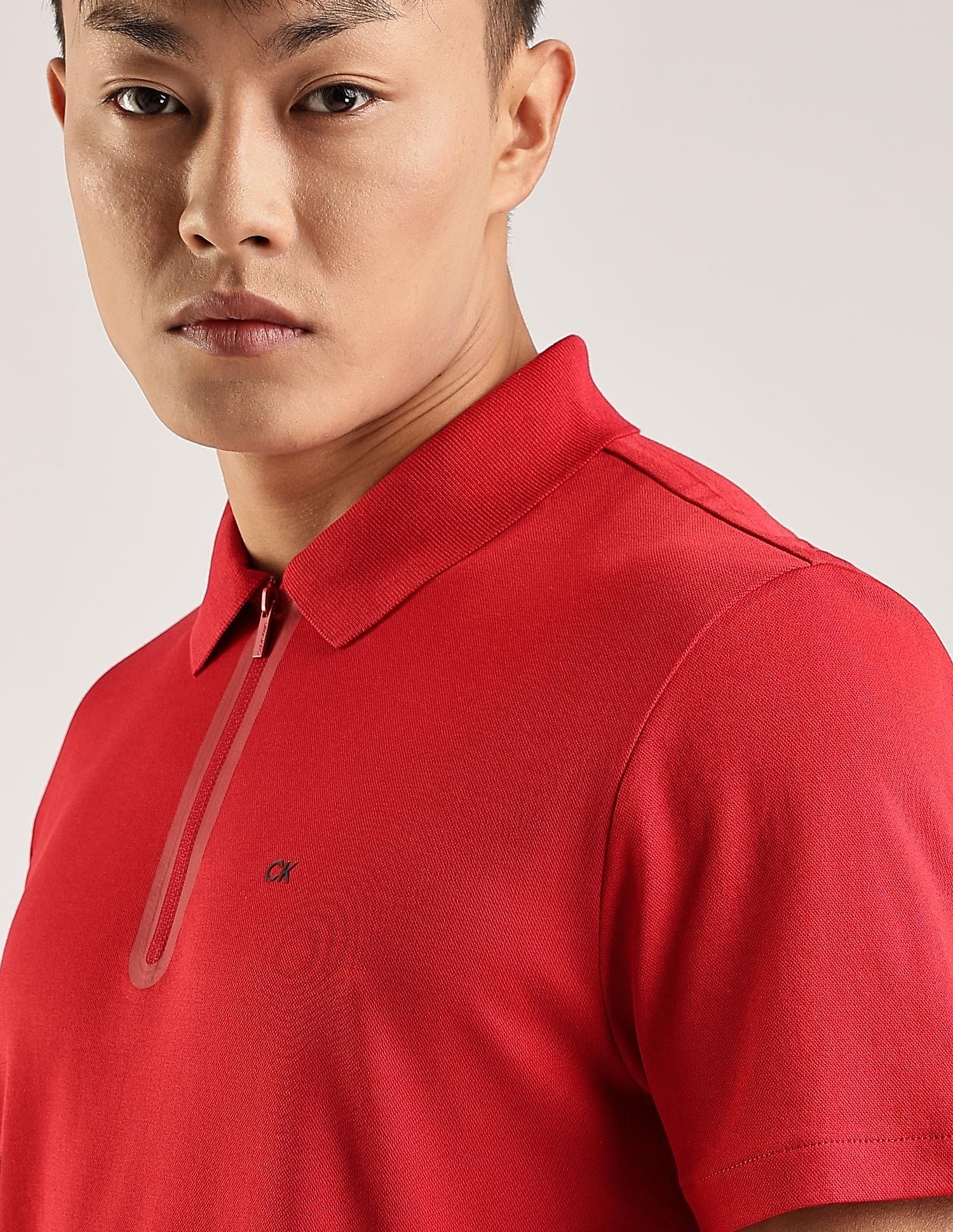 Calvin Klein Jeans Solid Regular-Fit Cotton Polo T-Shirt