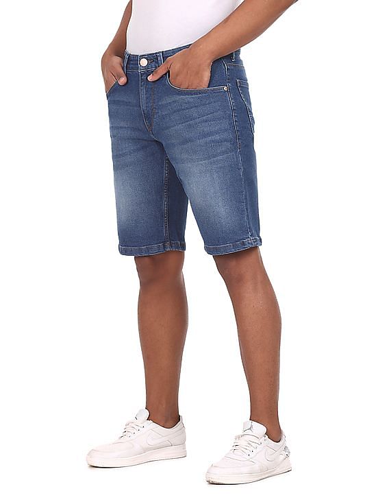 Enzo Jeans Mens Skinny Ripped Shorts Denim Slim Fit Distressed Half Pants |  eBay