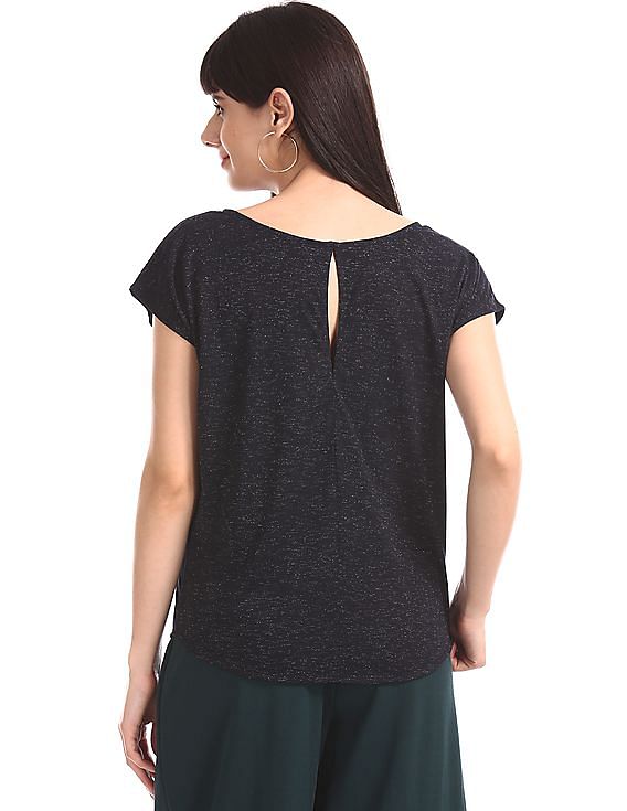 U.S. Polo Assn. Women Boat Neck Metallic Knit Top