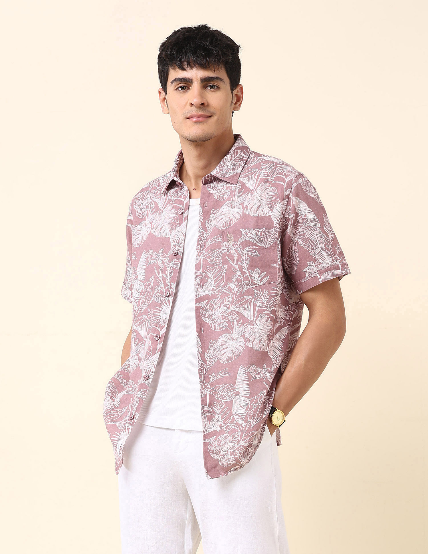 U.S. Polo Assn. Tropical Printed Poplin Shirt