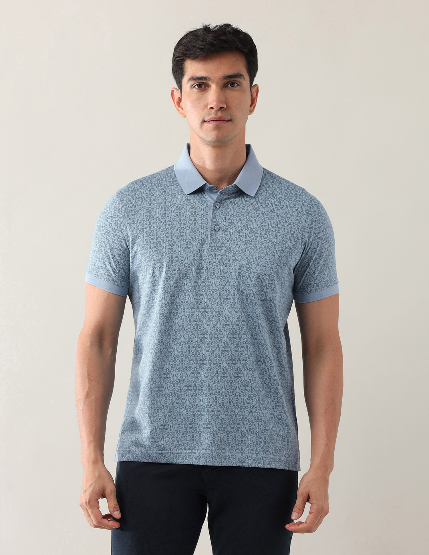 Arrow Geometric Printed Night Is Young Polo Shirt