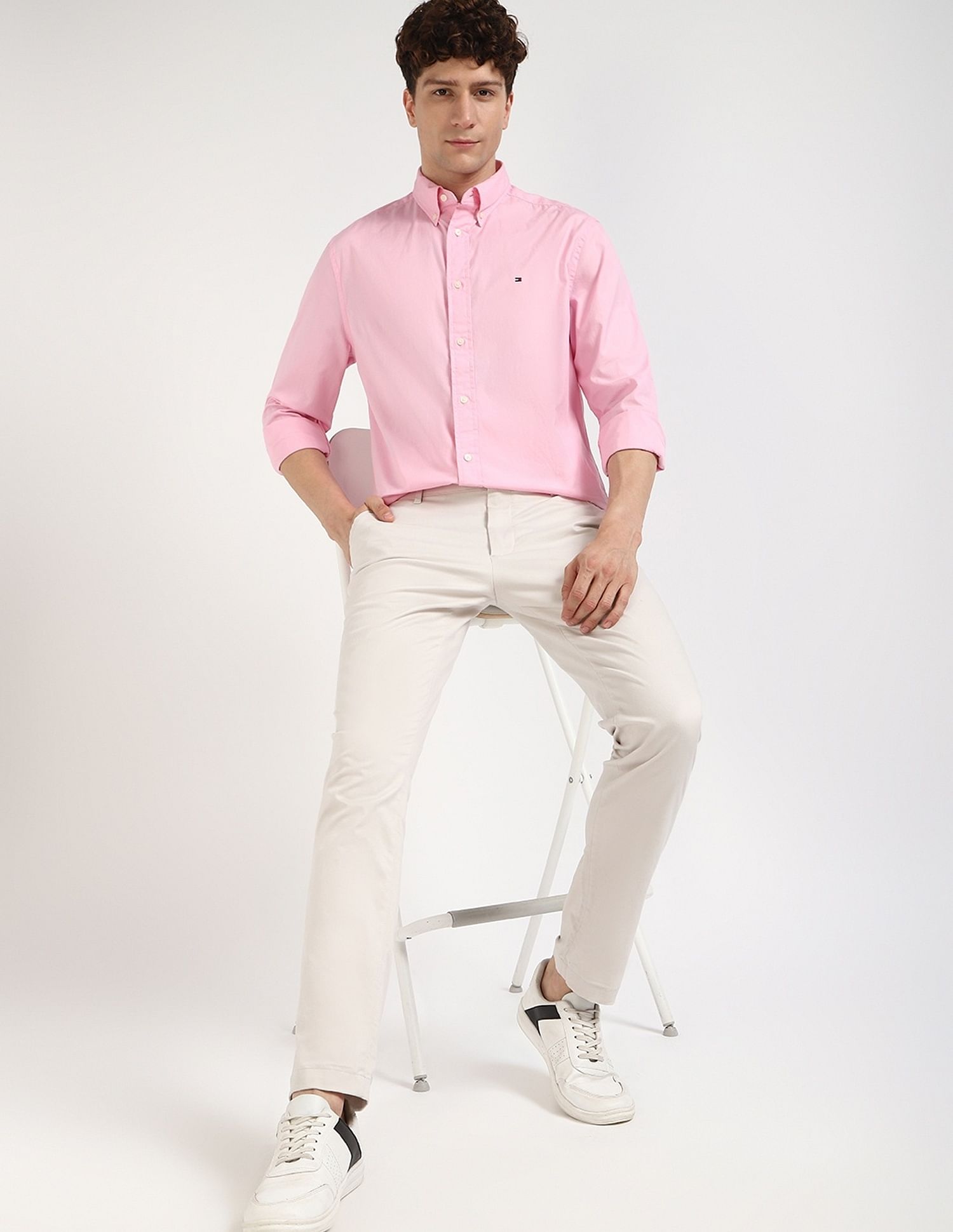 Tommy Hilfiger Solid Regular-Fit Cotton Shirt