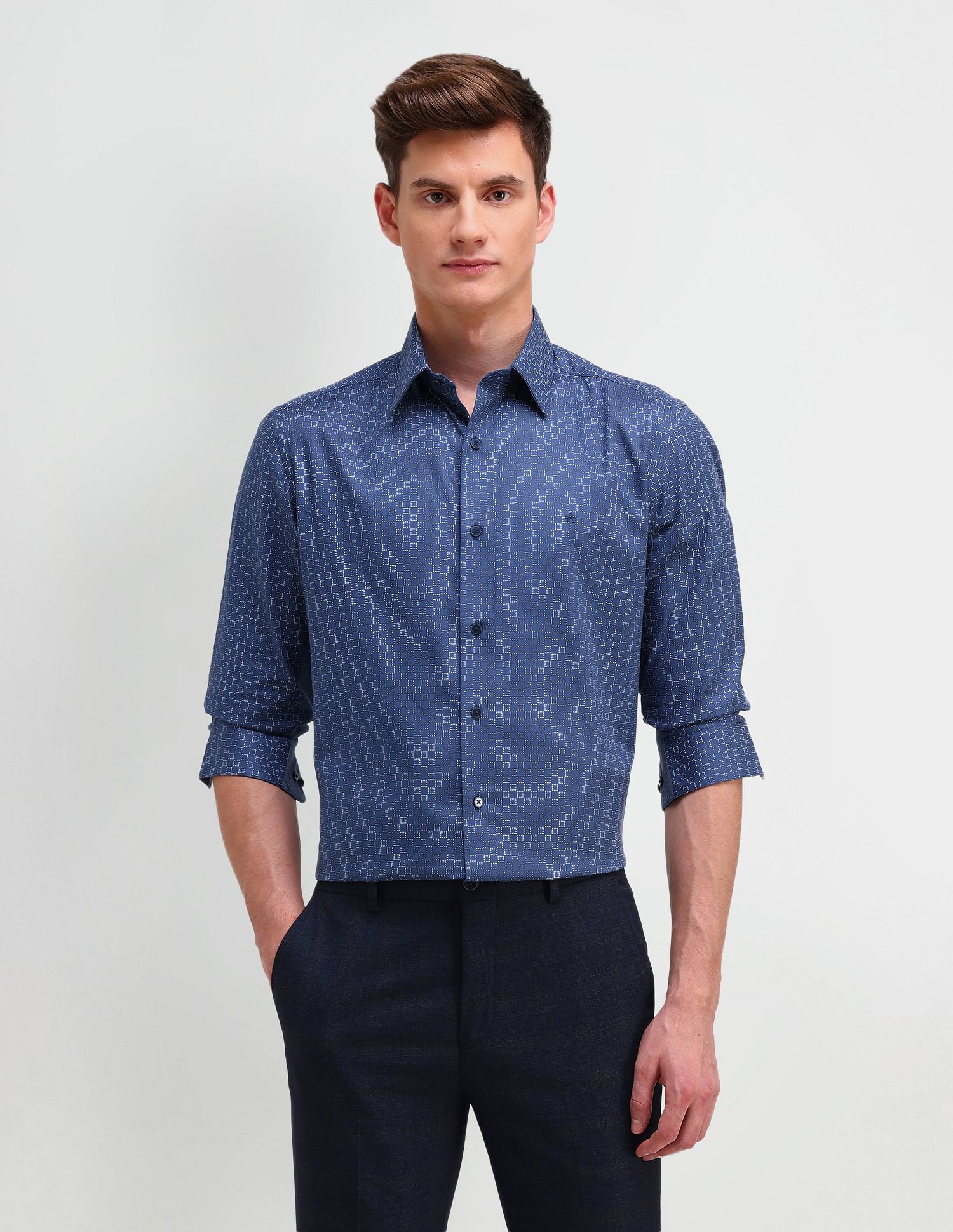 Arrow Newyork Slim Fit Geometric Pattern Shirt