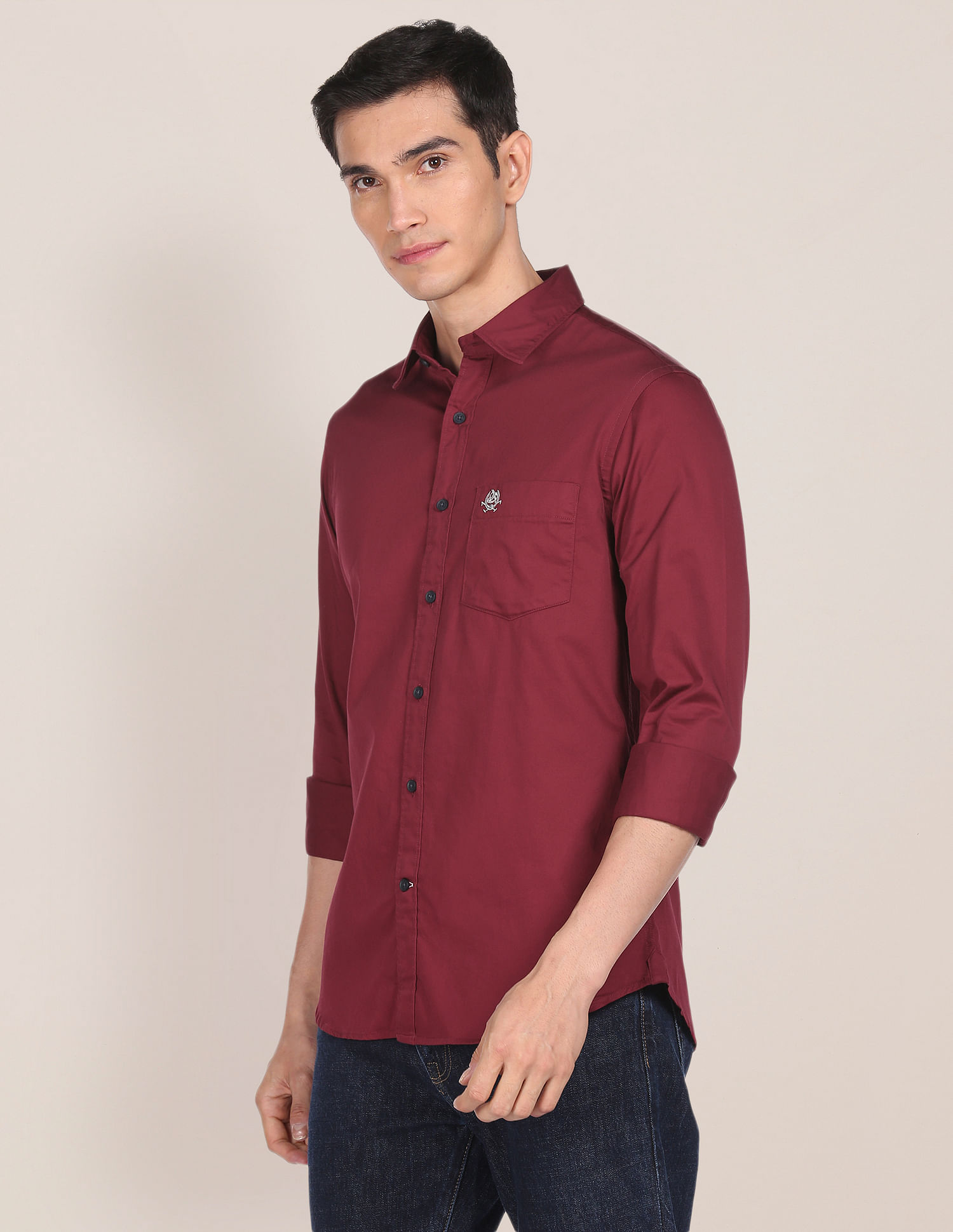 Buy U.S. Polo Assn. Cross Dyed Linen Solid Shirt - NNNOW.com