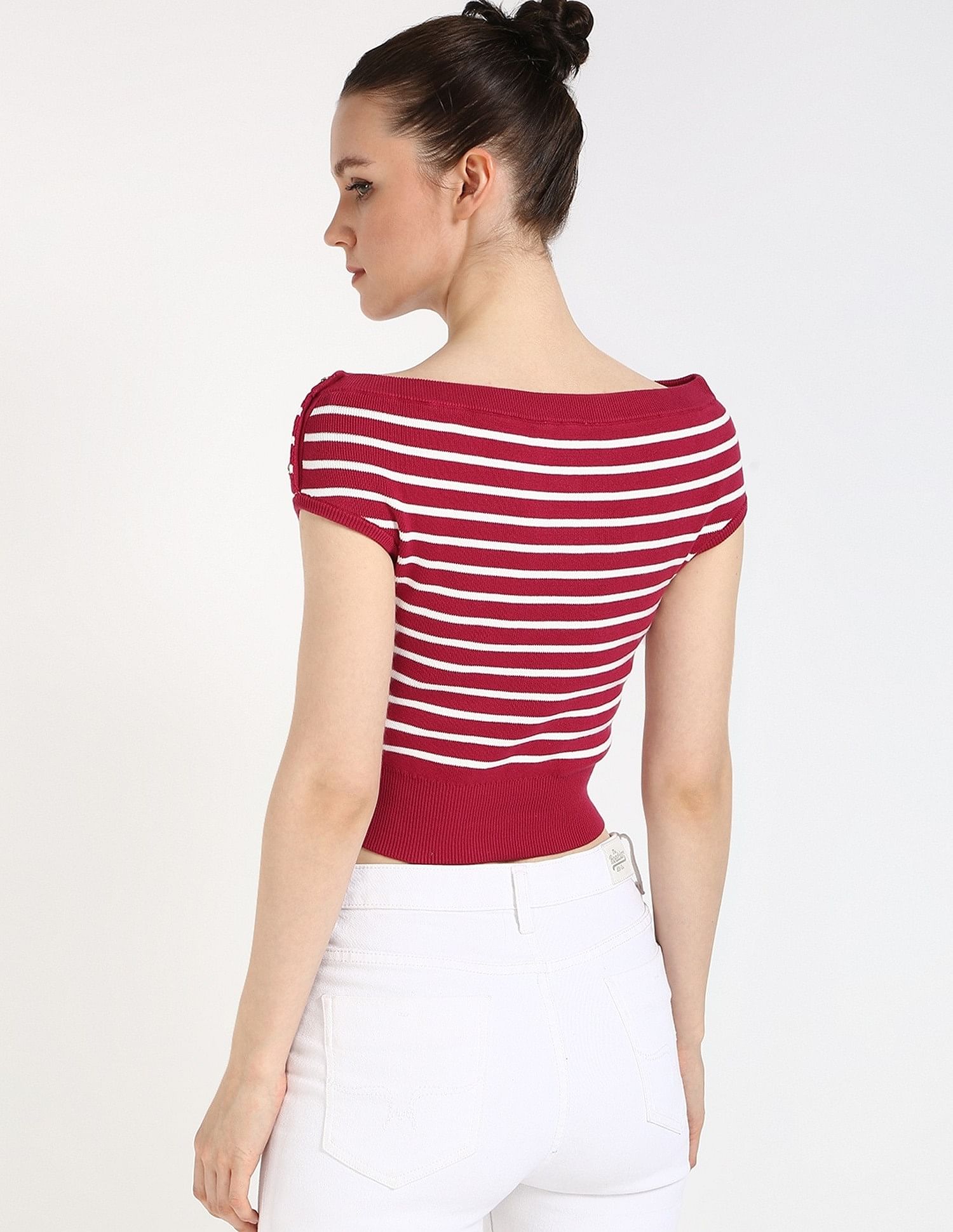 Tommy Hilfiger Slim-Fit Cotton Boat Neck Crop Top