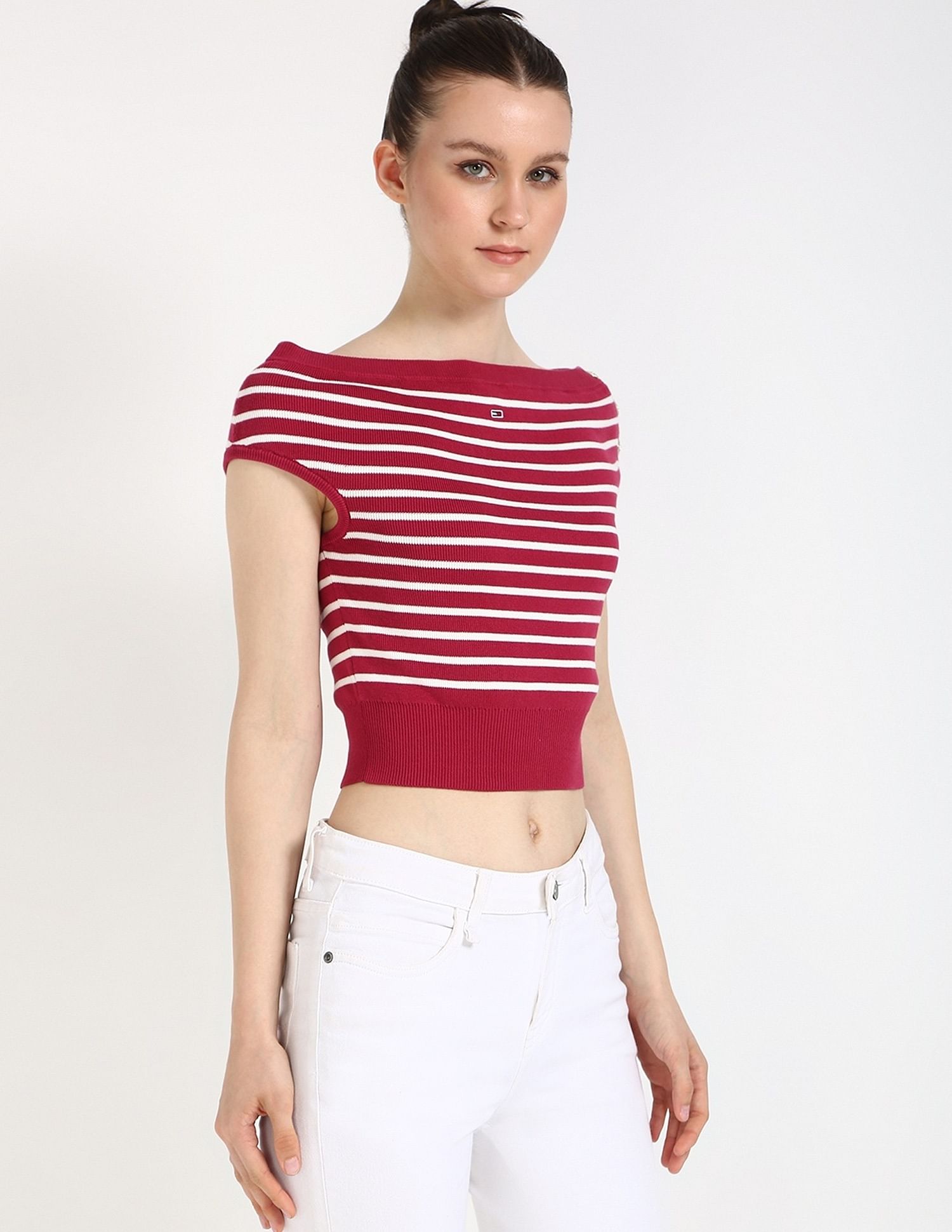 Tommy Hilfiger Slim-Fit Cotton Boat Neck Crop Top