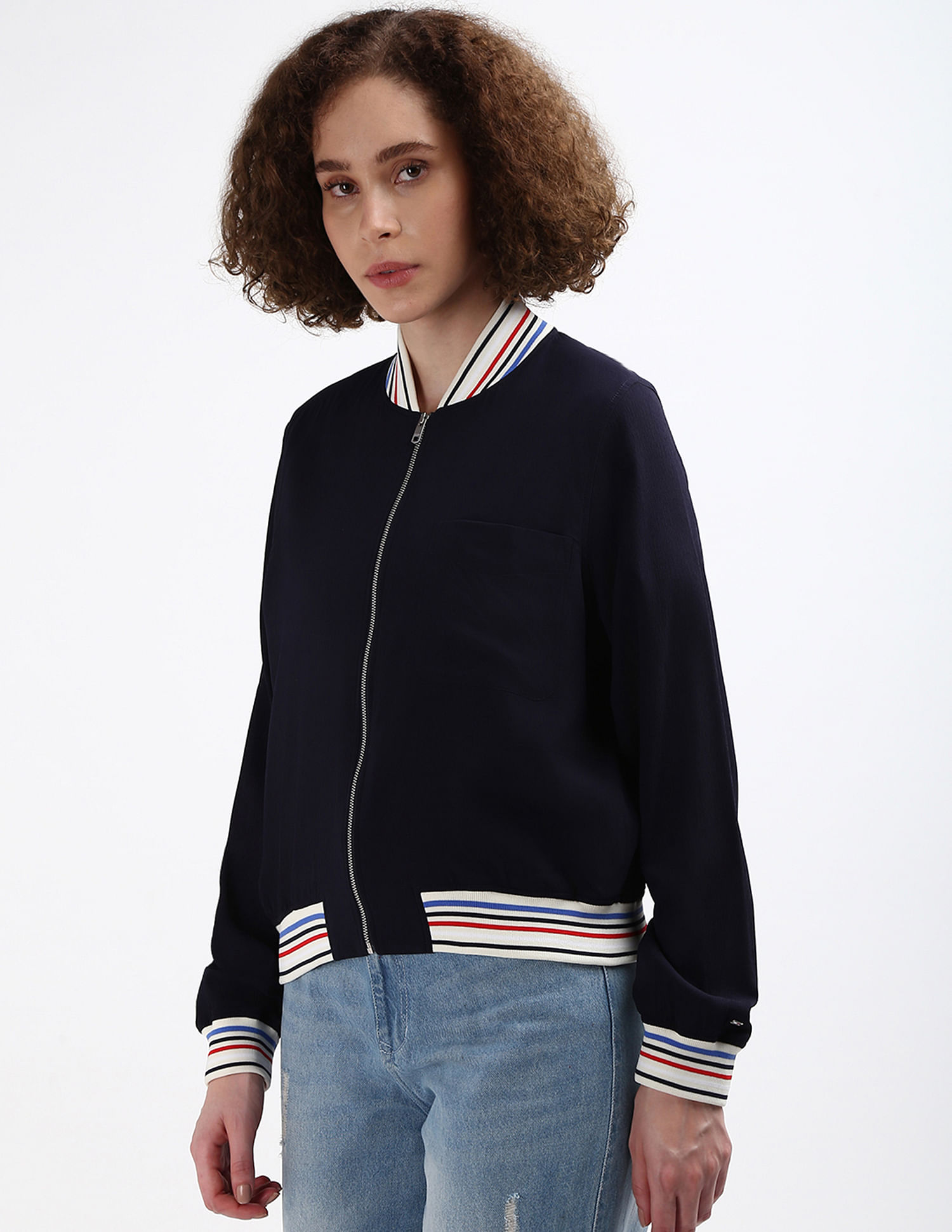 Tommy Hilfiger Ribbed Trim Zip Top Jacket