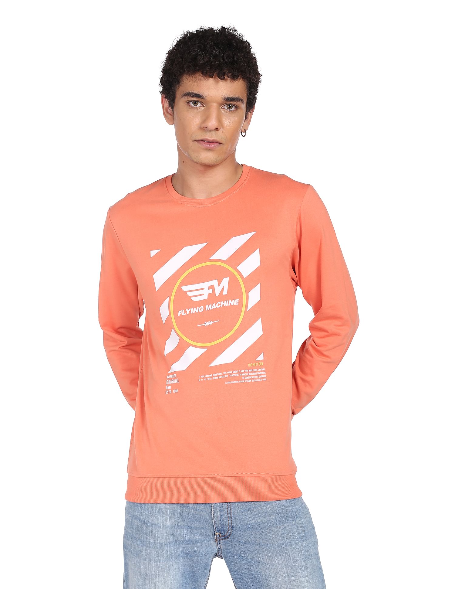 Flying Machine Graphic Print Cotton Sweatshirt