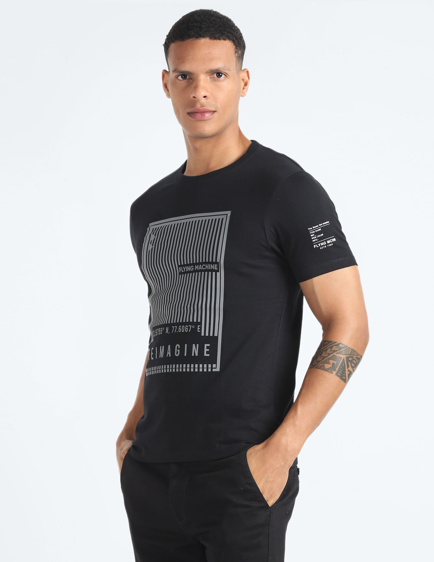 Flying Machine Graphic Print Slim Cotton T-Shirt