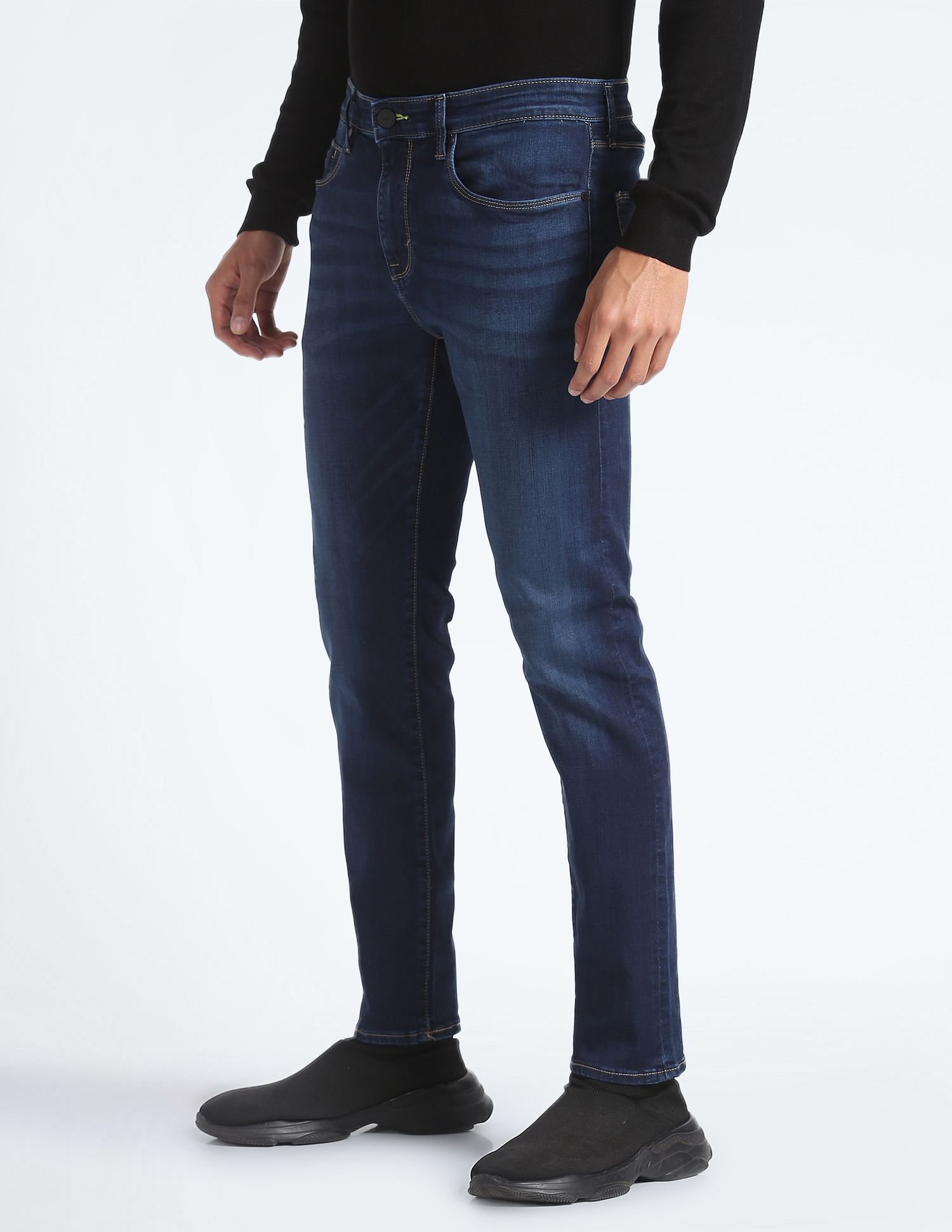 Flying Machine Slash Slim Tapered Fit Jeans