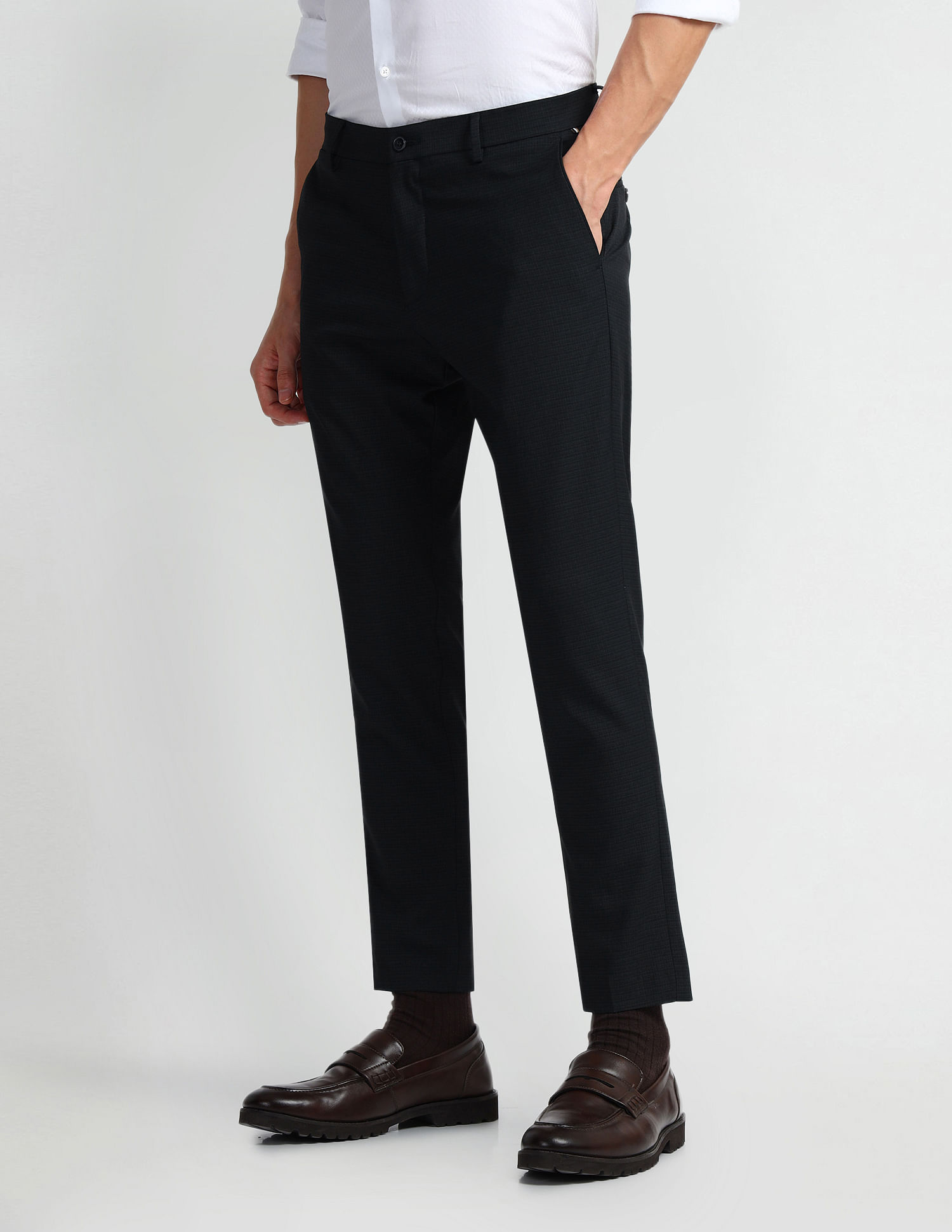 Arrow Newyork Carson Tapered Fit Self Design Trousers