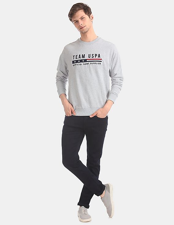 U.S. Polo Assn. Brand Embroidered Heathered Sweatshirt