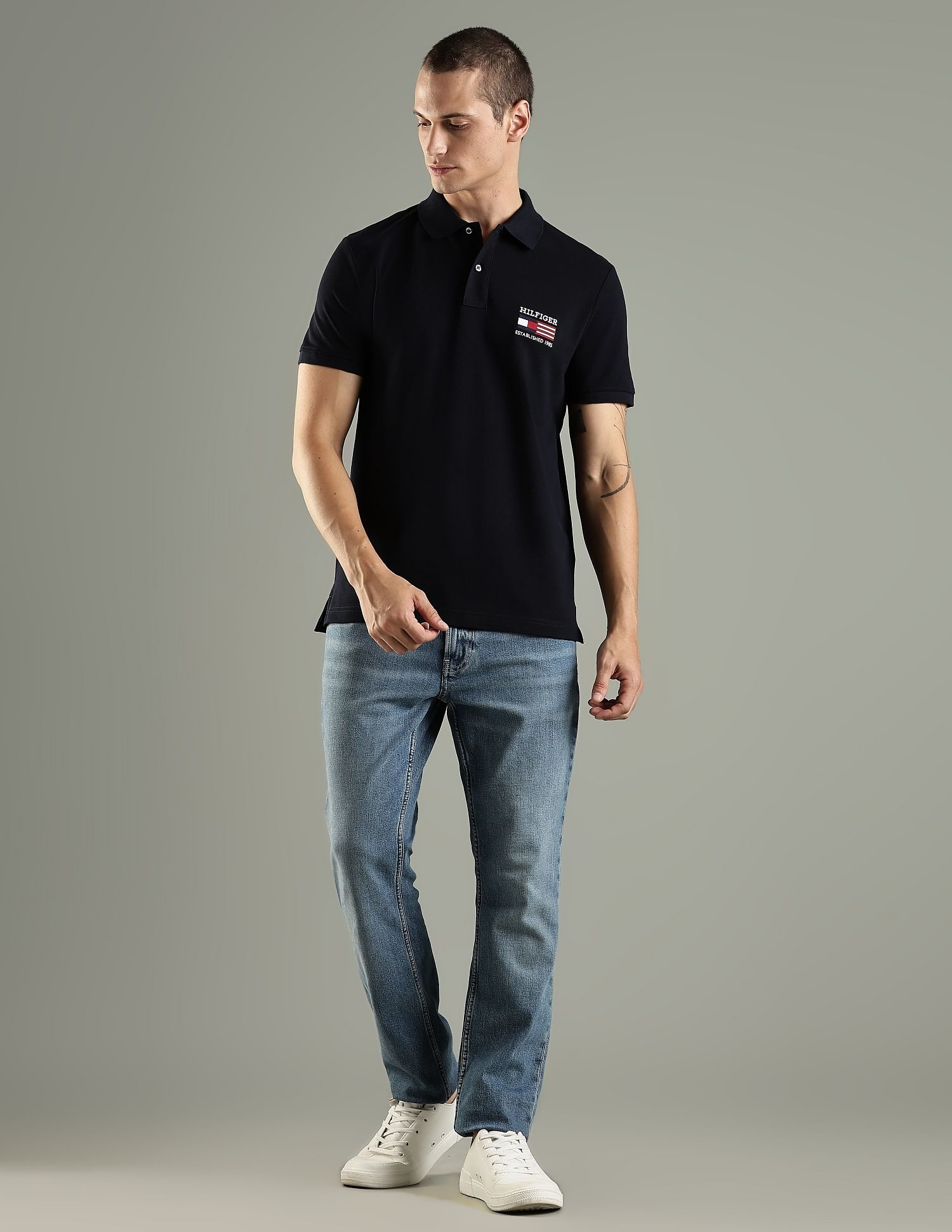 Tommy Hilfiger Solid Regular Fit Cotton Polo T-Shirt