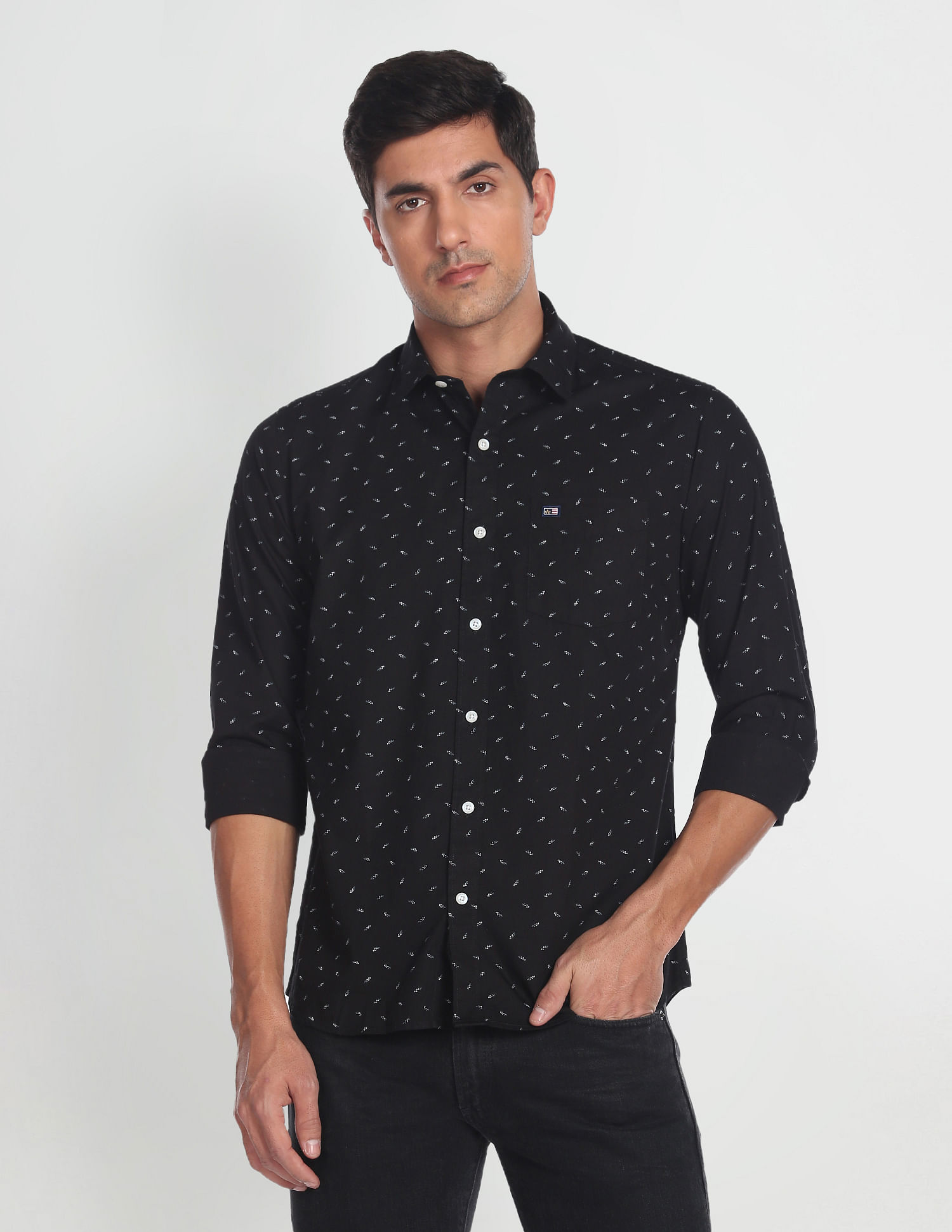 Arrow Sports Motif Print Cotton Casual Shirt