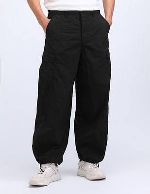 Flying Machine Loose Fit Solid Cargo Trousers