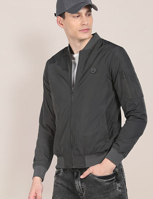 U S Polo Assn Solid Stand Collar Bomber Jacket