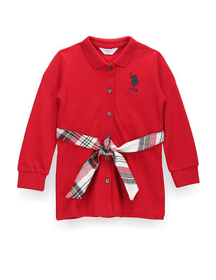 U S Polo Assn Kids Girls Solid Polo Dress