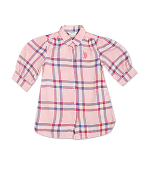 U S Polo Assn Kids Tartan Check Viscose Top