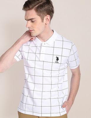 U S Polo Assn Check Print Pique Polo Shirt