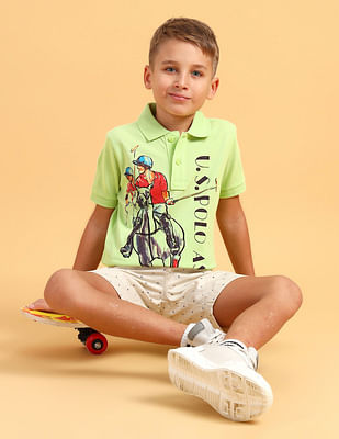 U S Polo Assn Kids Boys Cotton Printed Polo Shirt