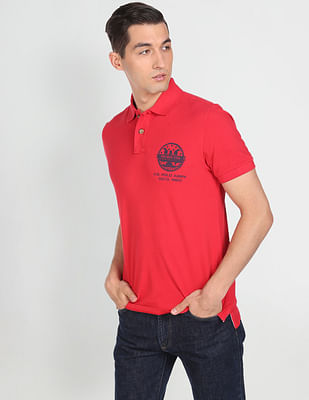 U S Polo Assn Denim Co Cotton Brand Print Polo Shirt