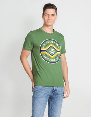 U S Polo Assn Men Green Cotton Graphic Print T-Shirt