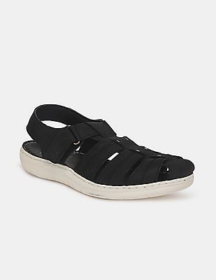 U S Polo Assn Men Black Closed Toe Albertus Leather Sandals