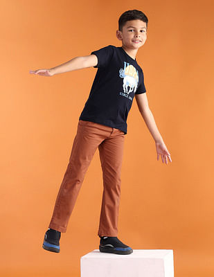 U S Polo Assn Kids Boys Cotton Stretch Solid Trousers