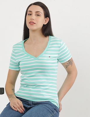 Tommy Hilfiger Horizontal Stripe V-Neck T-Shirt