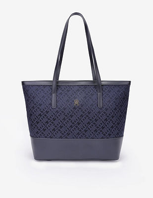 Buy Tommy Hilfiger Logo Blue Polyester Tote Bag - NNNOW.com