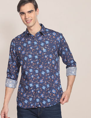 U S Polo Assn Spread Collar Printed Casual Shirt