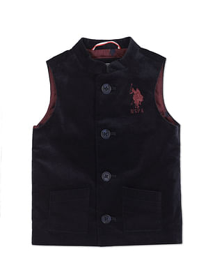 U S Polo Assn Kids Mandarin Collar Solid Jacket