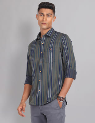 ENFÖLD  stripe shirt Enföld Stripe Shirt | Green | FARFETCH IN