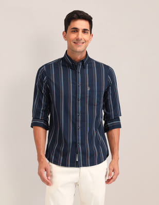 Buy U.S. Polo Assn. Vertical Striped Regular Fit Shirt - NNNOW.com