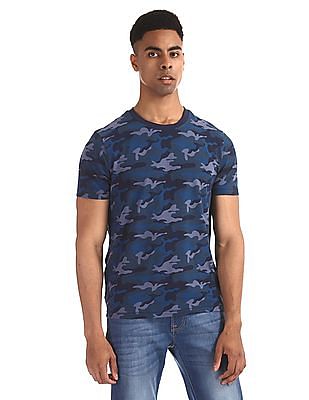 Buy Aeropostale Blue Crew Neck Camo Print T-Shirt 