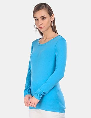 Buy GAP Women Turquoise Long Sleeve Solid T-Shirt - NNNOW.com