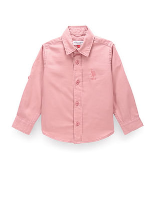 U S Polo Assn Kids Boys Solid Dobby Shirt