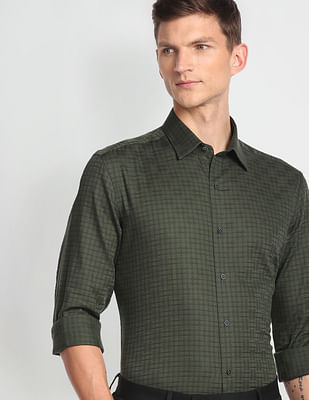 Arrow Newyork Micro Check Cotton Shirt