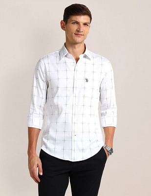 U S Polo Assn Tailored Fit Cotton Checked Shirt