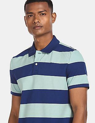 ポロシャツ TRILLION STRIPE RUGBY OVERFIT PIQUE POLO SHIRTS 5JH484 TRILLION Stripe Rugby Overfit Pique Polo T-Shirts