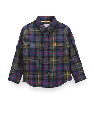 U S Polo Assn Kids Boys Plaid Check Twill Shirt