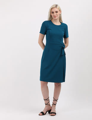 calvin klein women's pleated fit & flare dress Calvin Klein Womens Red Stretch Zippered Pleated Scuba Crepe Floral Long Sleeve V Neck Short Party Fit + Flare Dress 2