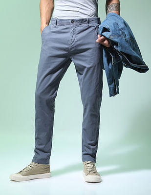 Flying Machine Slash Slim Tapered Fit Solid Trousers